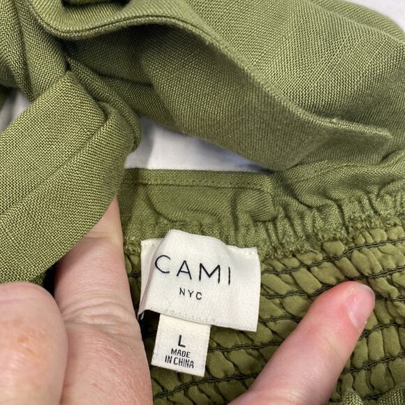 CAMI NYC Benita Smocked Crop Top In Green Large $220 retail (b17) - Picture 8 of 9
